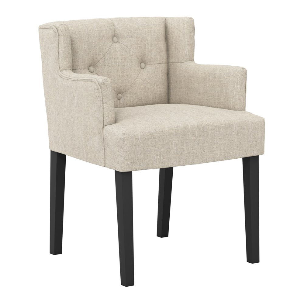 Hungerford winged linen blend dining chair in Stone