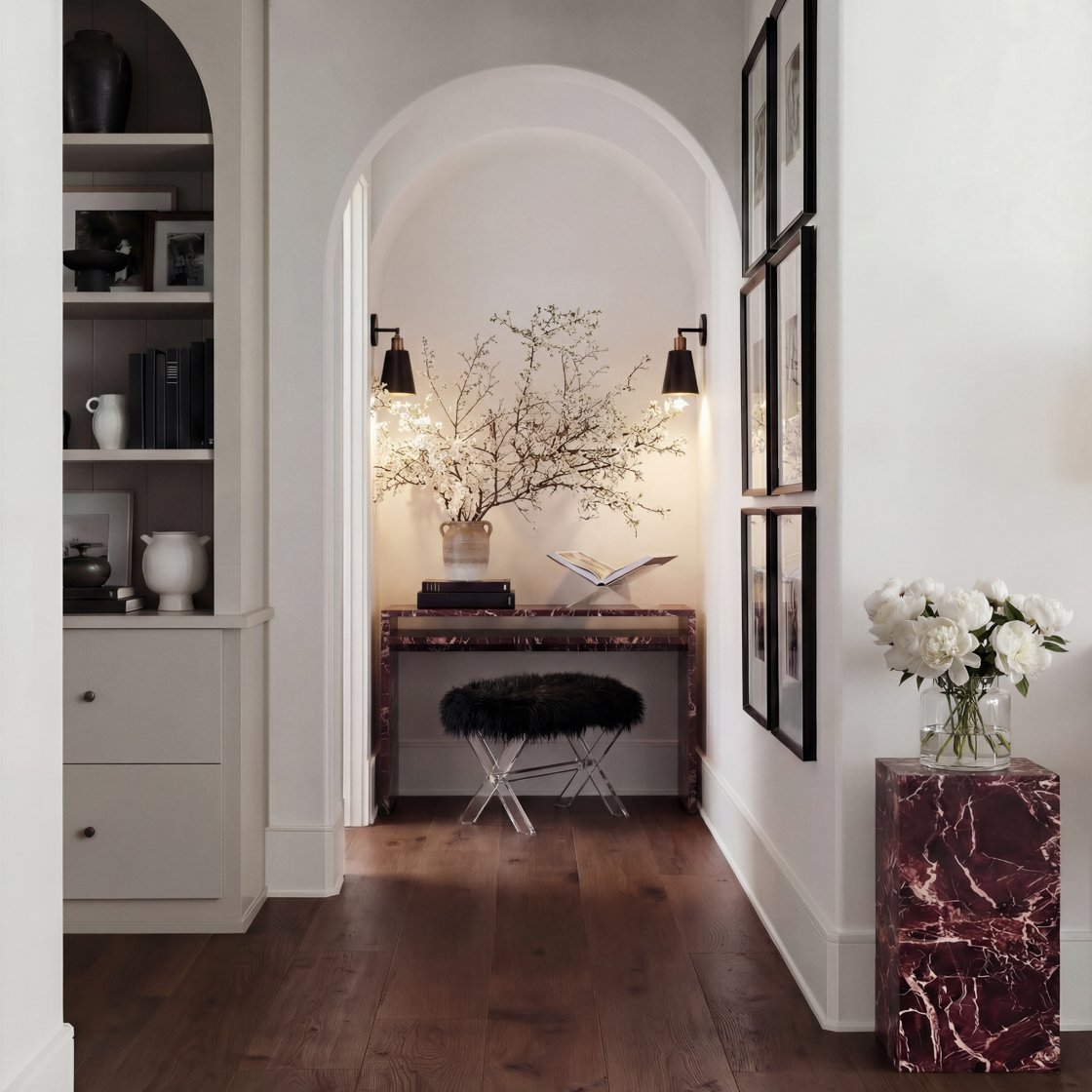 Iona faux fur stool