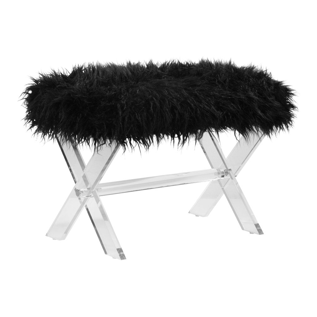 Iona faux fur stool in Jet