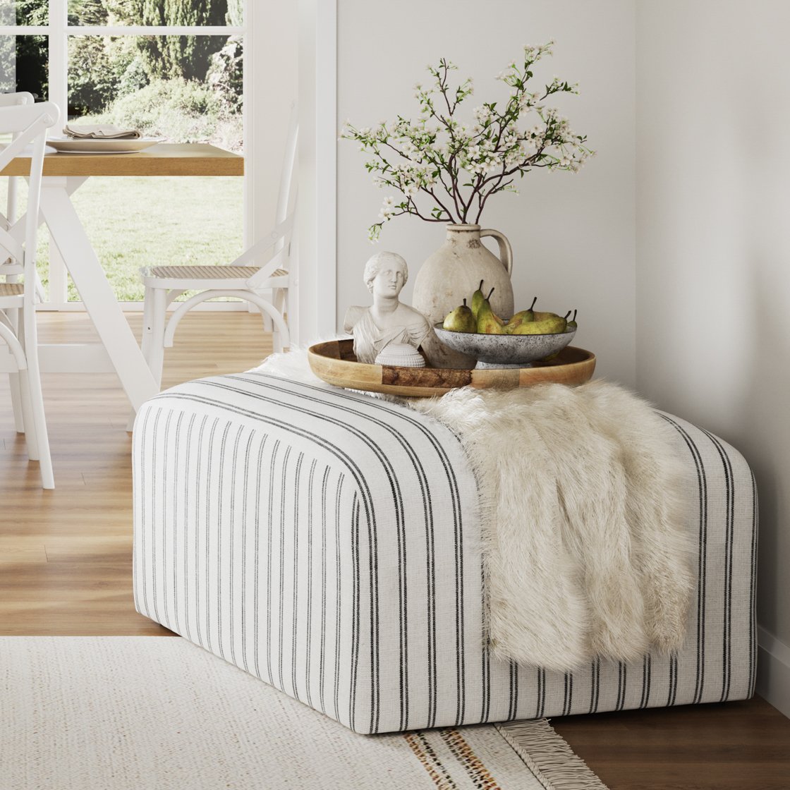 Jura large striped pouffe