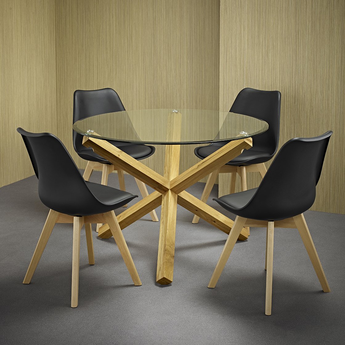 Kelmscott moulded dining chairs with beech legs