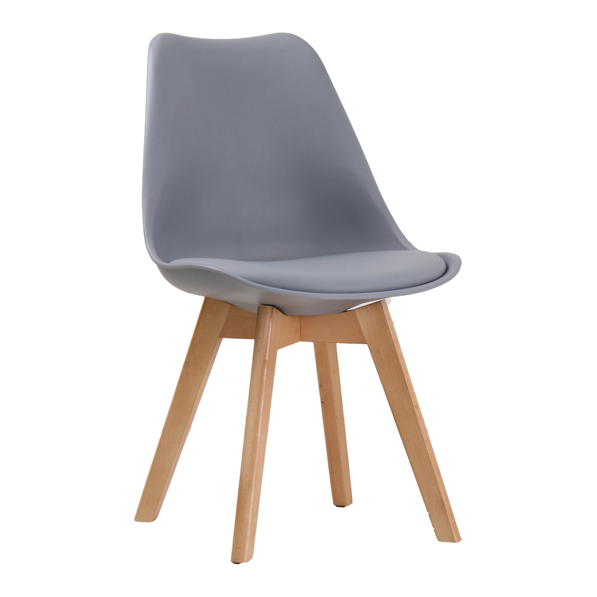 Kelmscott moulded dining chairs with beech legs in Grey