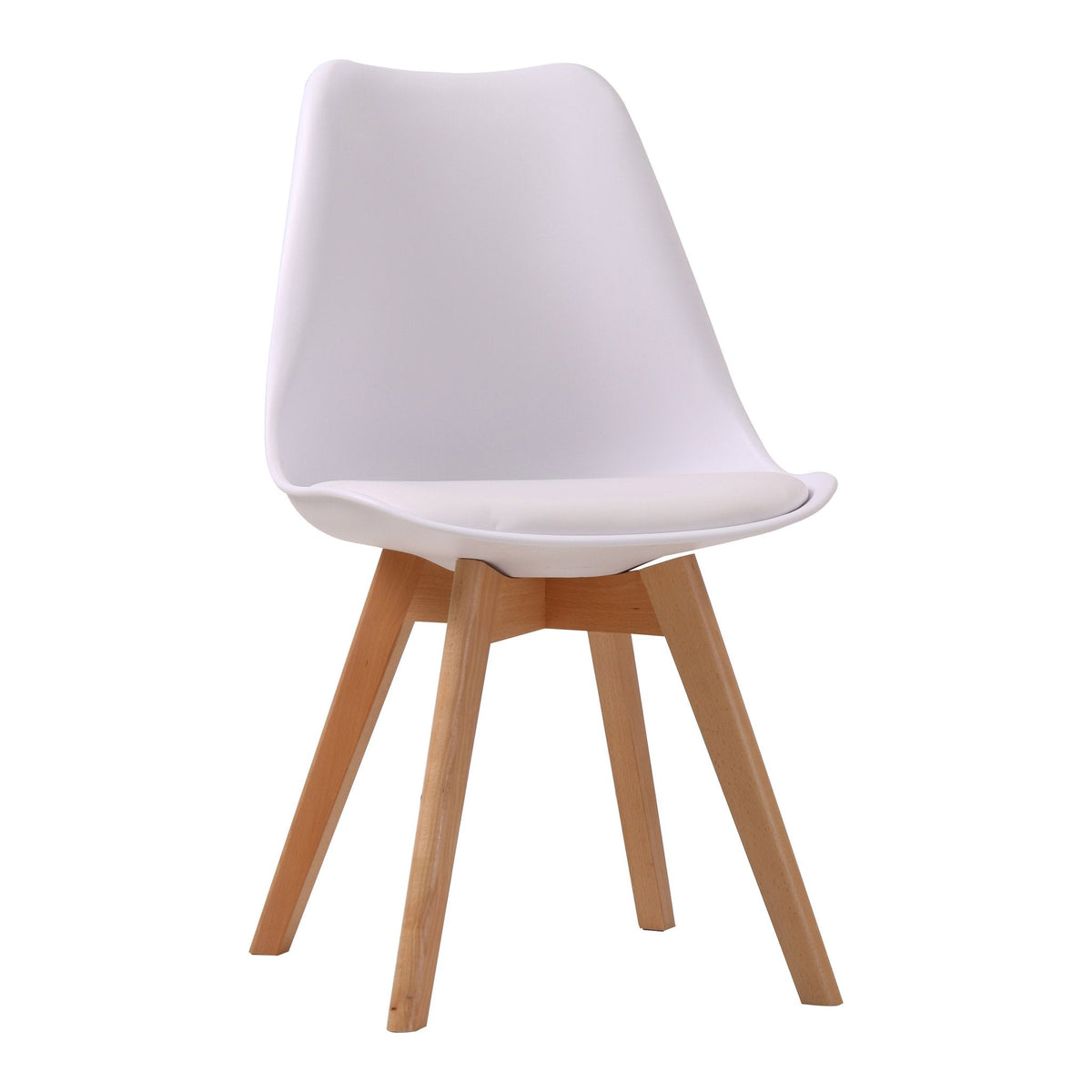 Kelmscott moulded dining chairs with beech legs in White