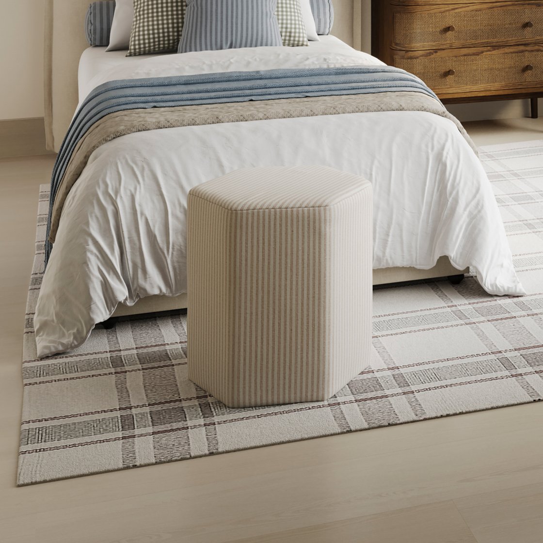 Kelso striped hexagonal stool