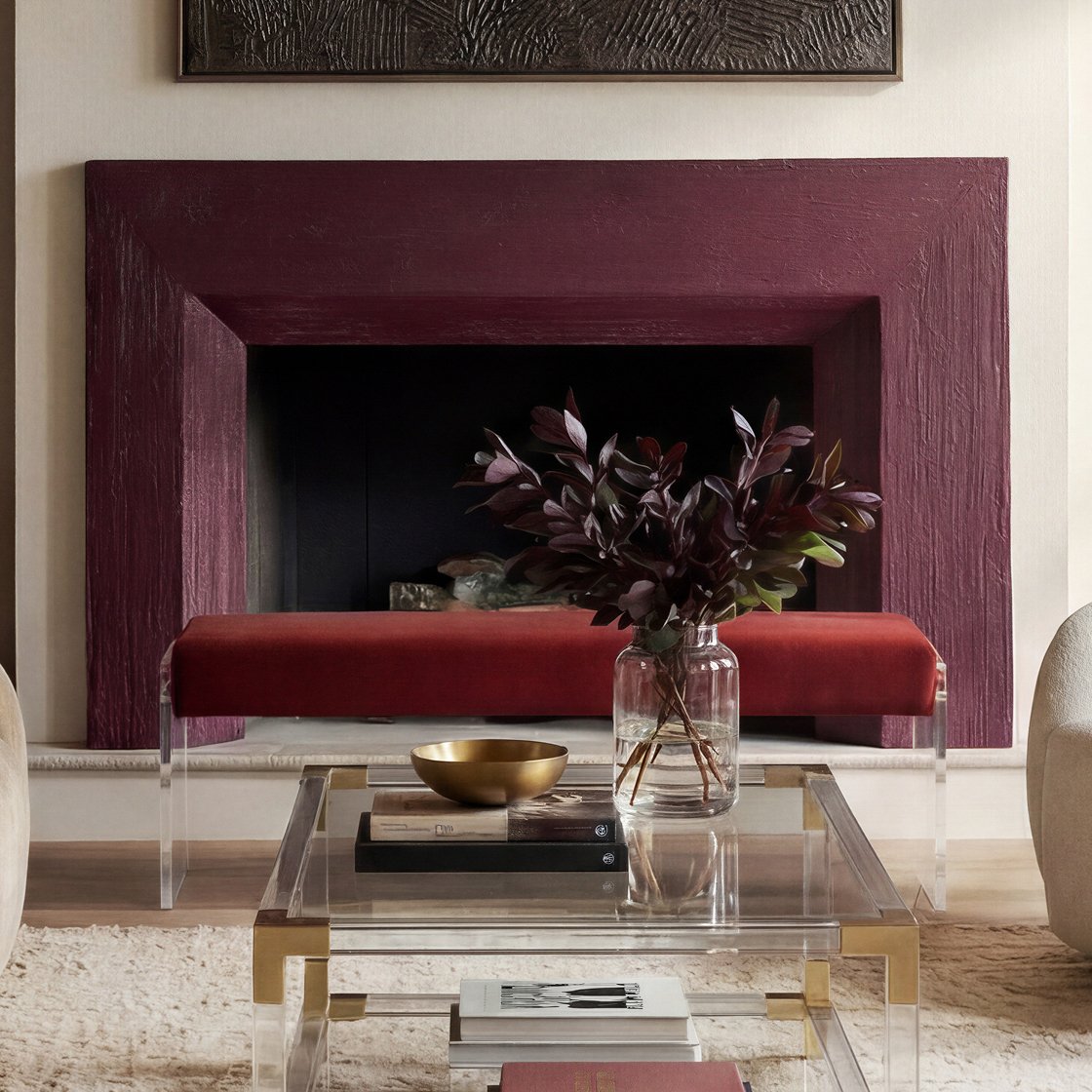 Kennington velvet and acrylic bench
