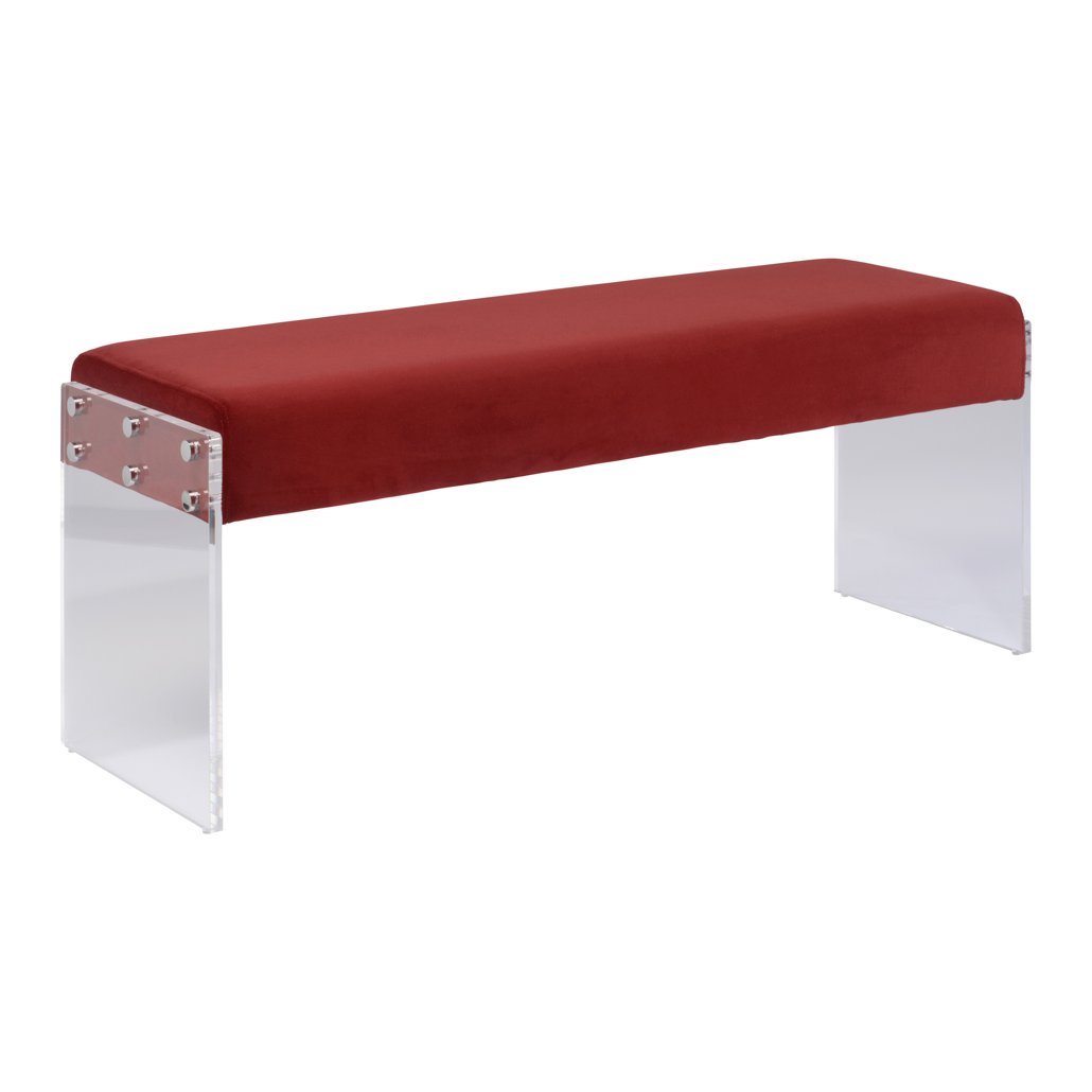 Kennington velvet and acrylic bench in Brick