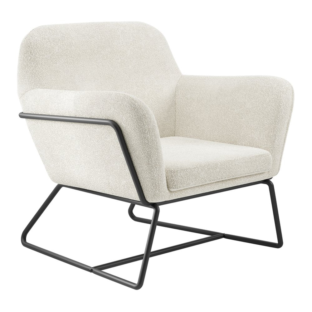 Kensal occasional armchair with metal frame in Ivory Boucle