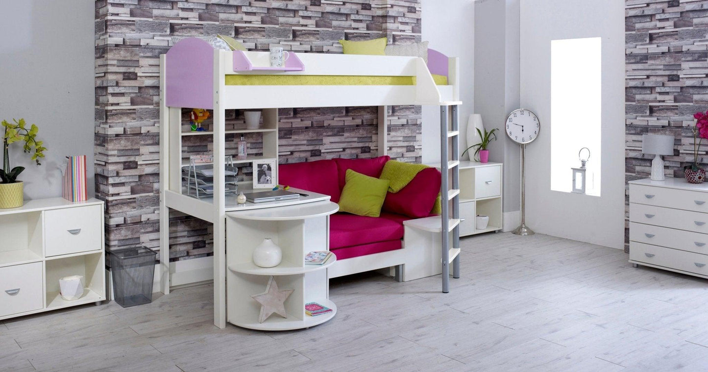 Noah High Sleeper Loft Bed with Chair Bed, Desk & Bookshelf - Millie & Jones