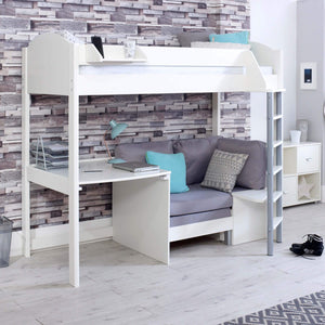 Noah High Sleeper Loft Bed with Chair Bed, Desk & Shelves