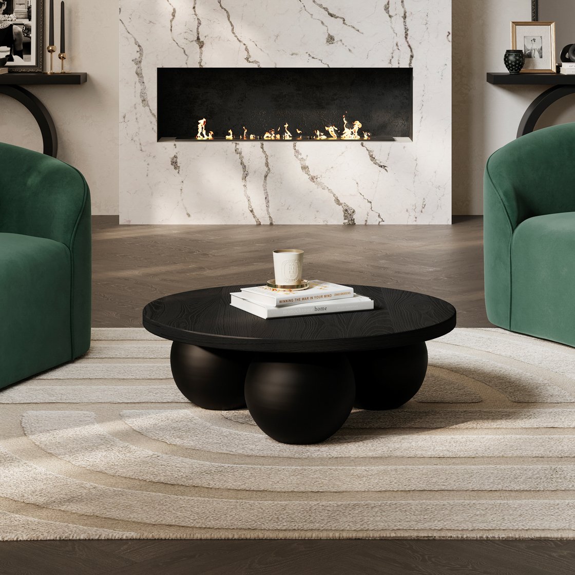 Kimmeridge concrete coffee table with ball feet