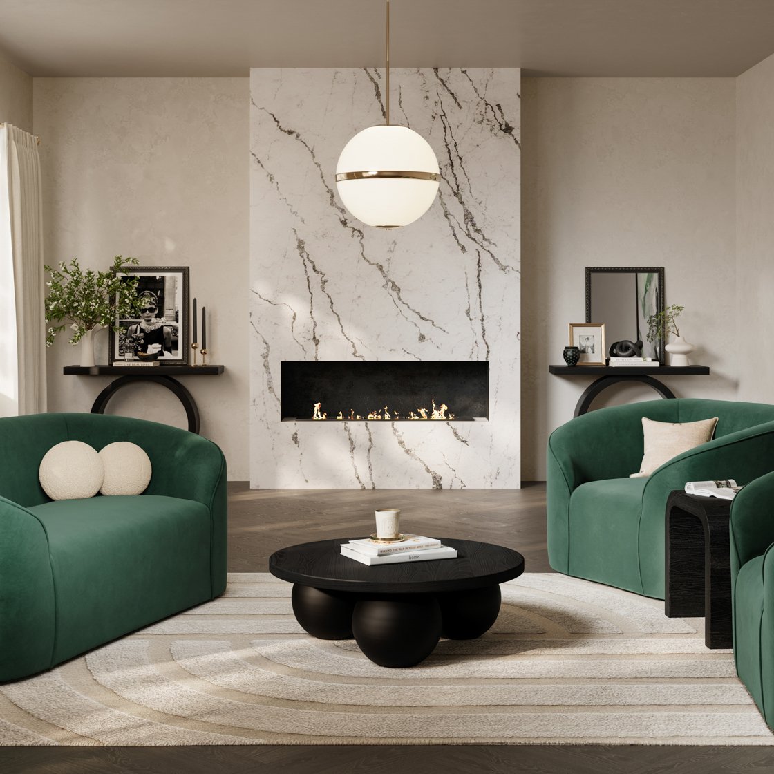 Kimmeridge concrete coffee table with ball feet