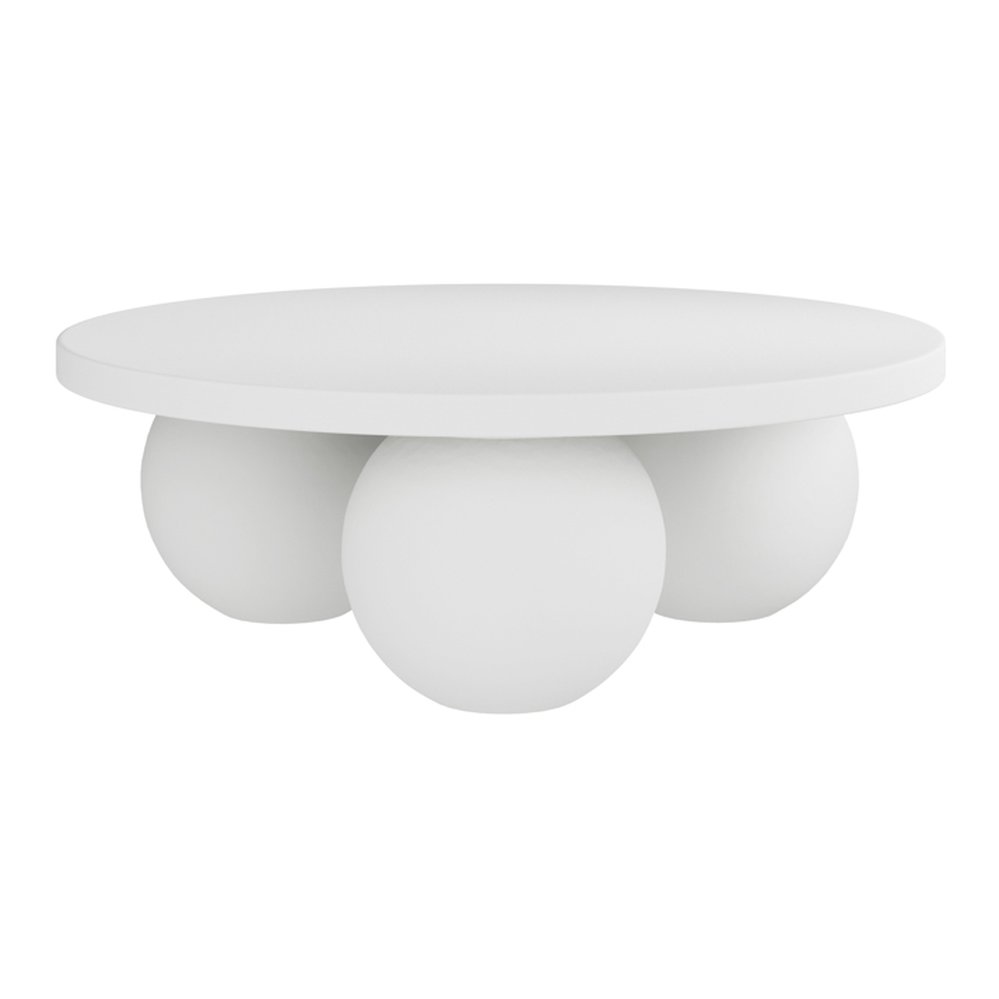 Kimmeridge concrete coffee table with ball feet in White