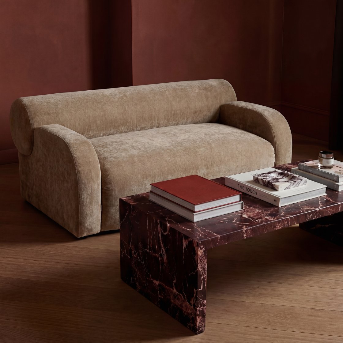 Kingswear marble effect waterfall coffee table