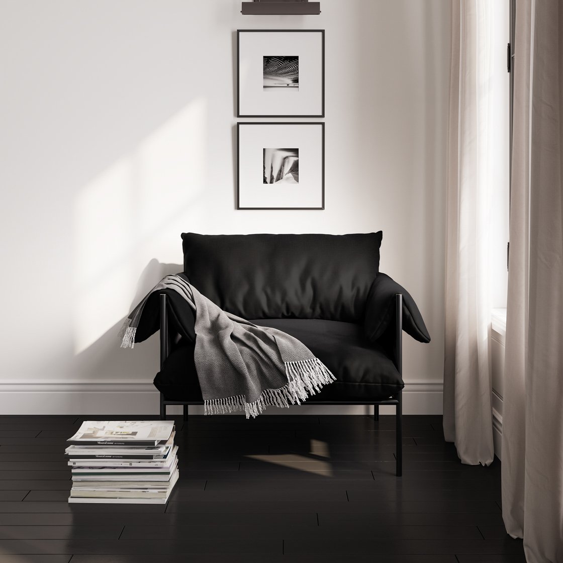 Lambeth metal frame armchair with cushions