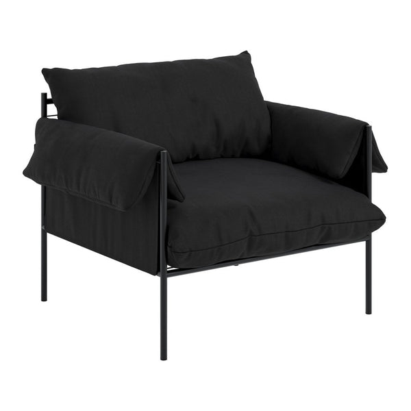 Lambeth metal frame armchair with cushions in Onyx