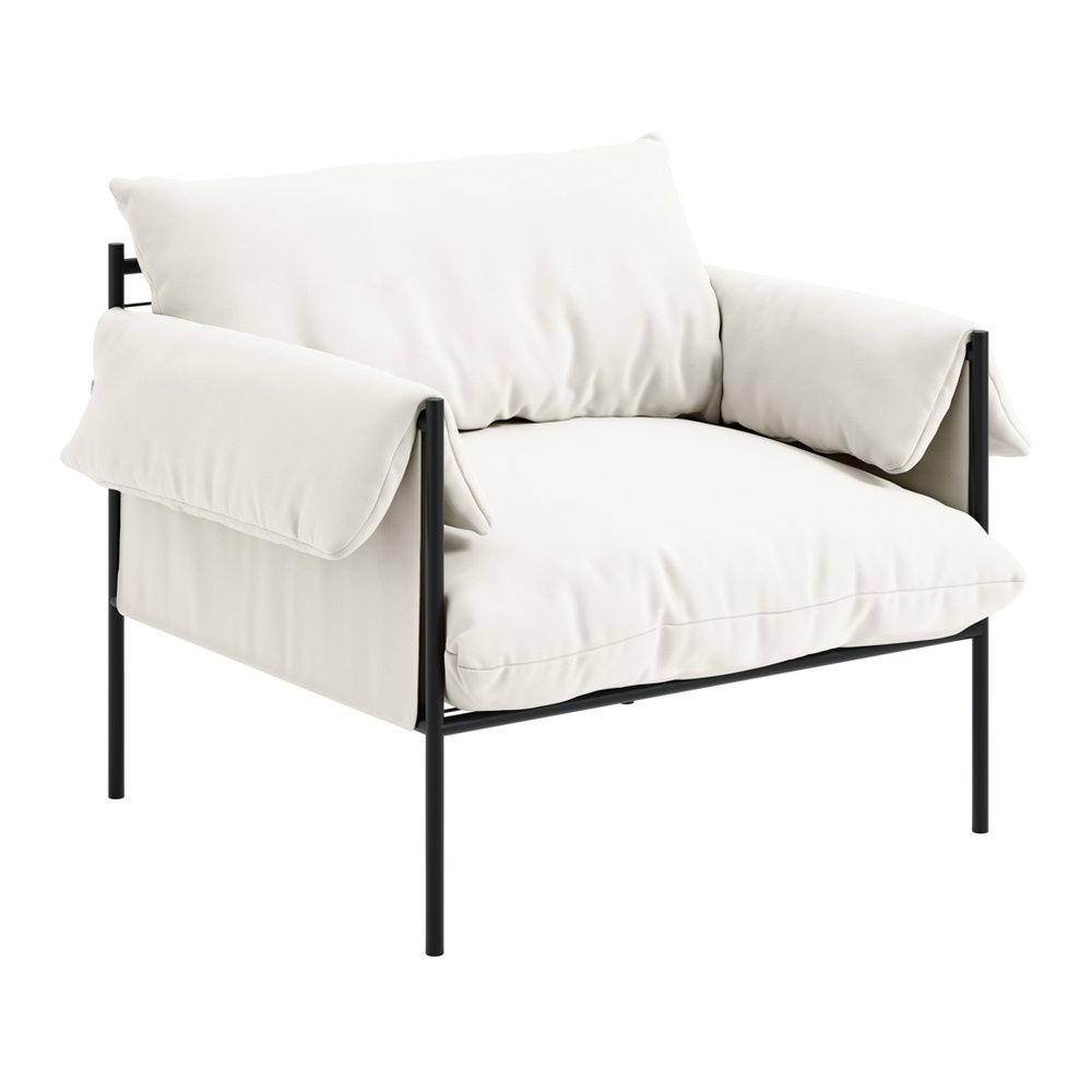 Lambeth metal frame armchair with cushions in White