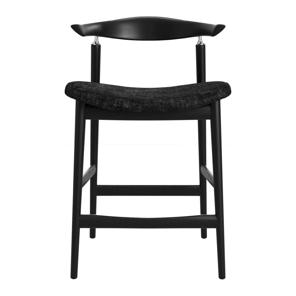 Lambourn velvet tweed counter stool with curved wooden back