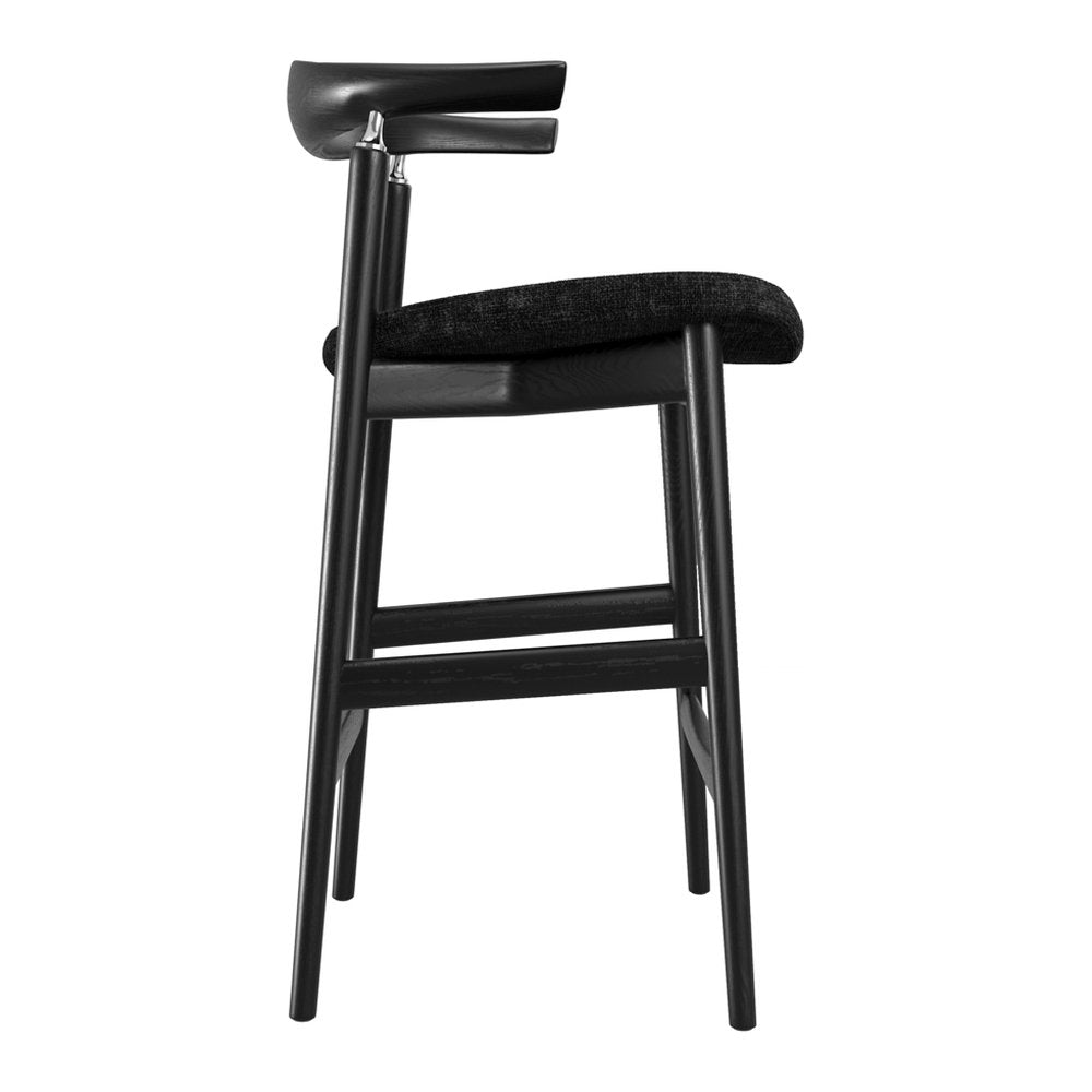 Lambourn velvet tweed counter stool with curved wooden back