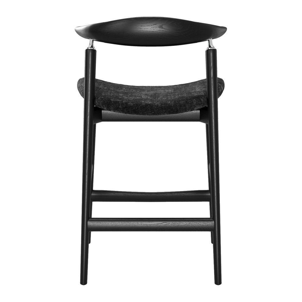 Lambourn velvet tweed counter stool with curved wooden back