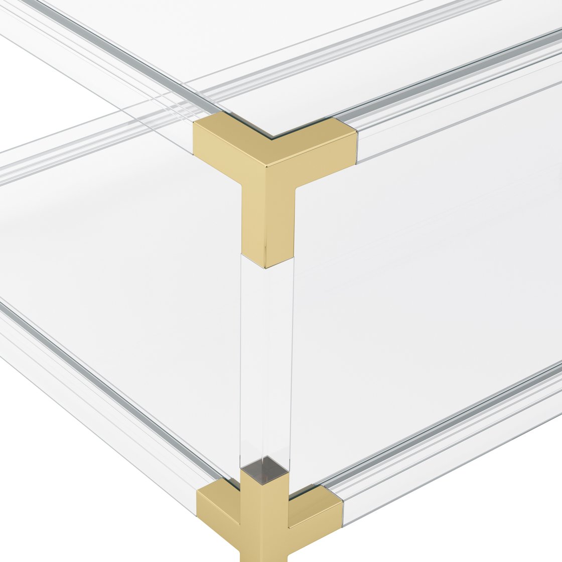 Lamorna acrylic coffee table with glass top and shelf