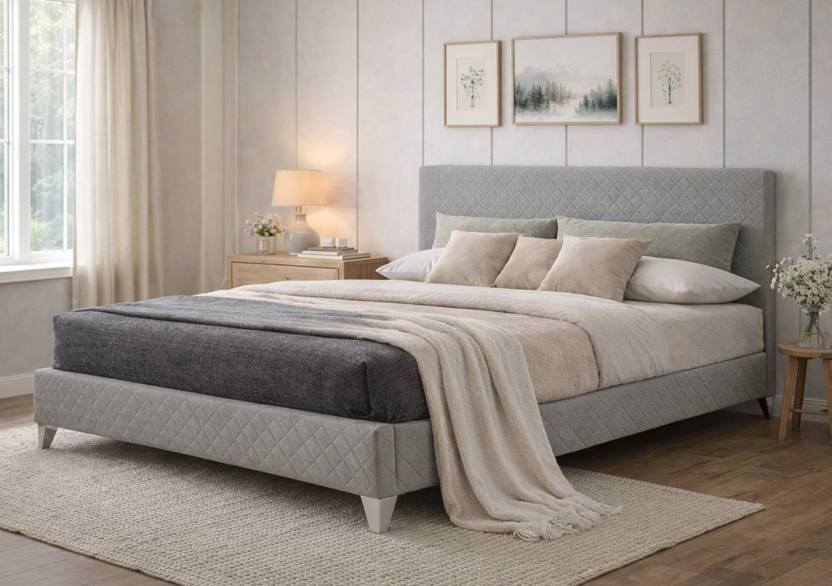 Langford Upholstered Bed Frame in Grey