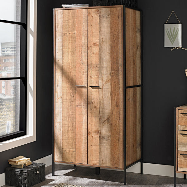 Lavenham industrial 2 door wardrobe in Oak Effect