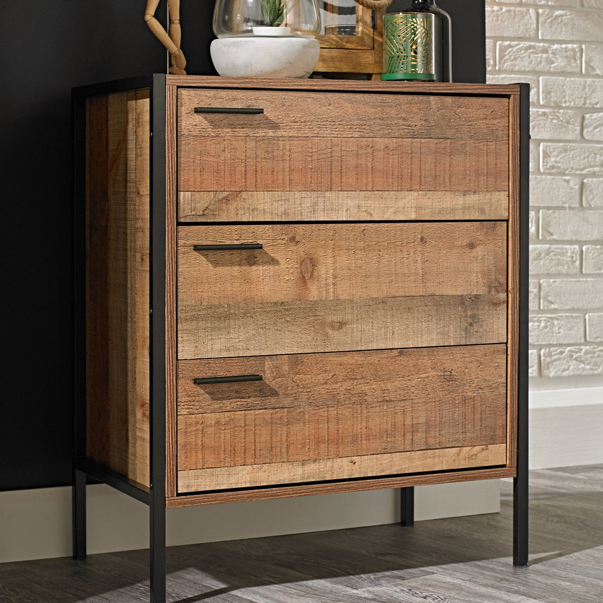 Lavenham industrial chest of drawers in Oak Effect