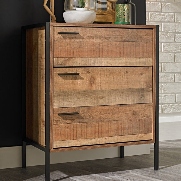 Lavenham industrial chest of drawers in Oak Effect