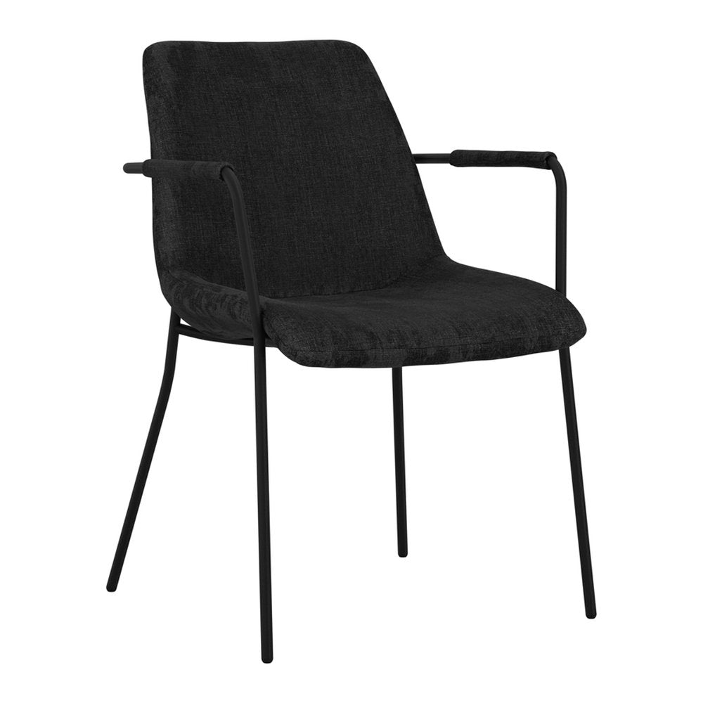 Lechlade textured velvet dining chairs in Black