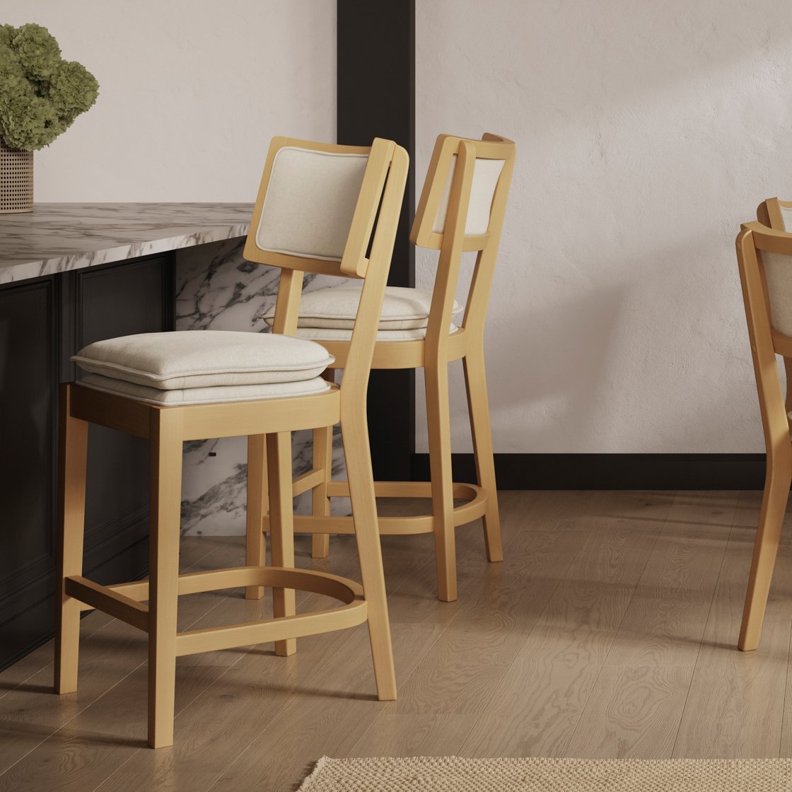 Ledbury woven fabric counter stool with wooden frame