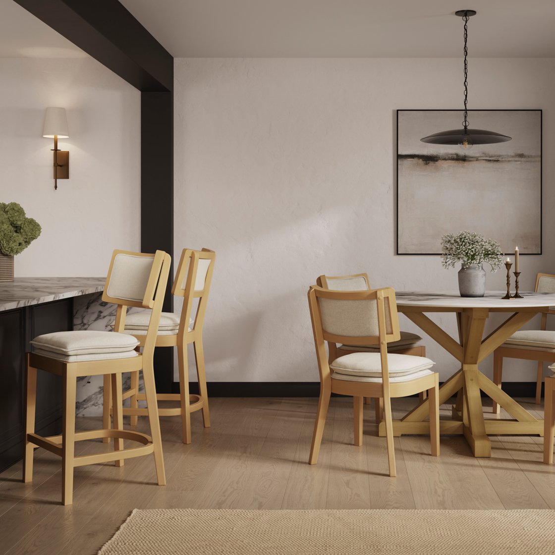 Ledbury woven fabric counter stool with wooden frame