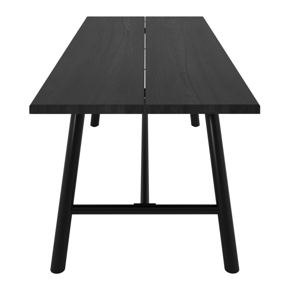 Lewes wood effect dining table with metal frame