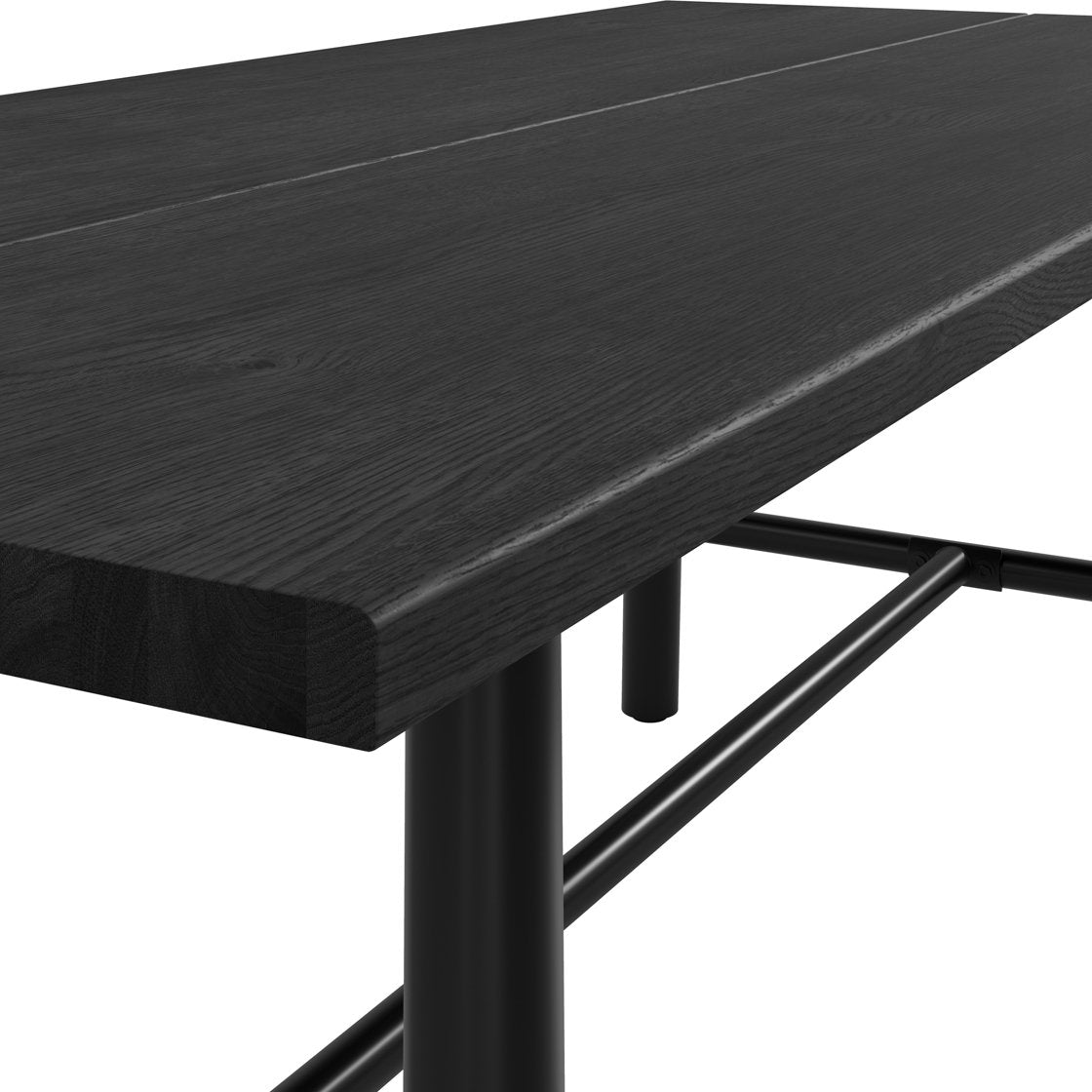 Lewes wood effect dining table with metal frame
