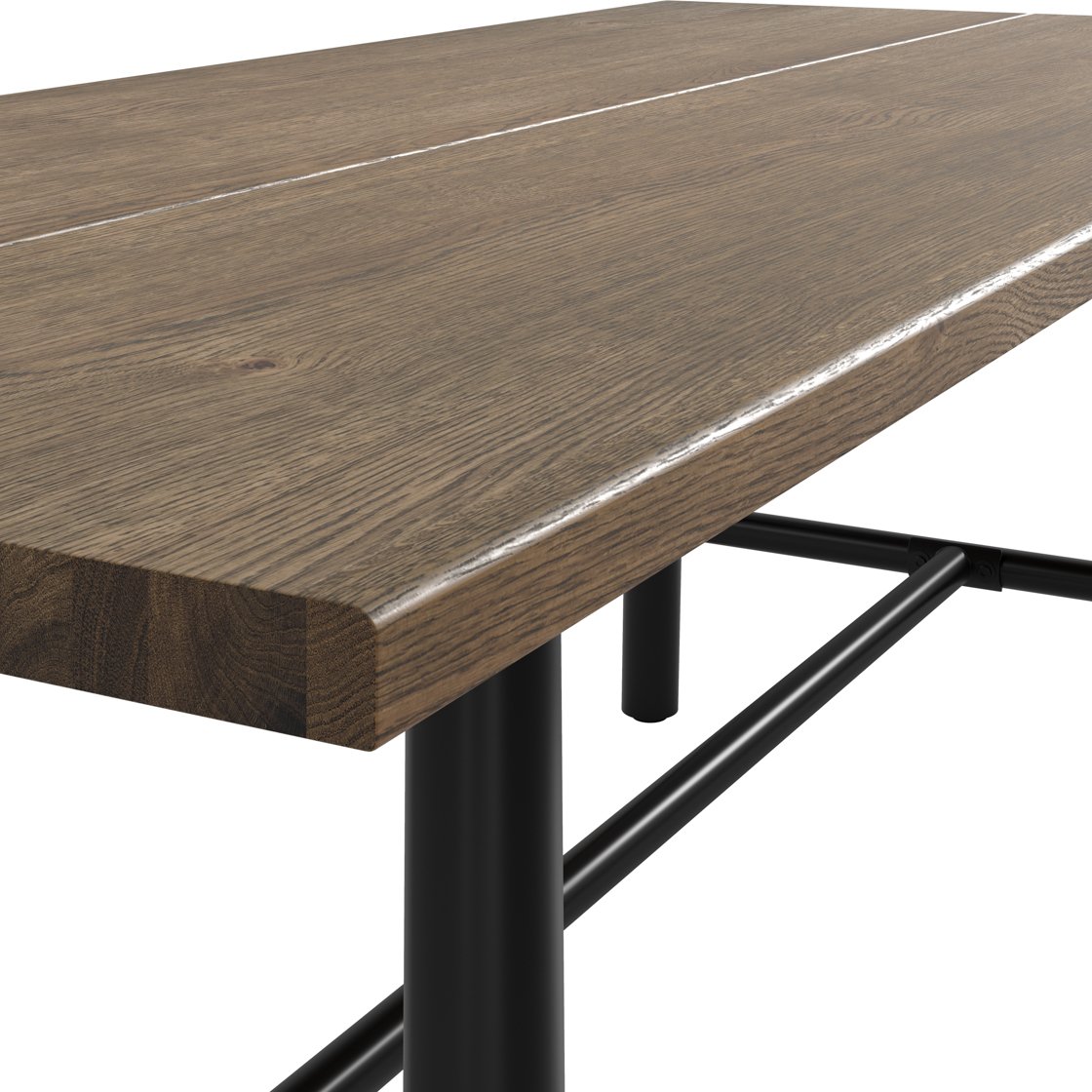 Lewes wood effect dining table with metal frame