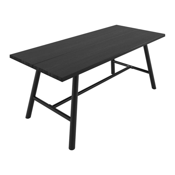 Lewes wood effect dining table with metal frame in Black