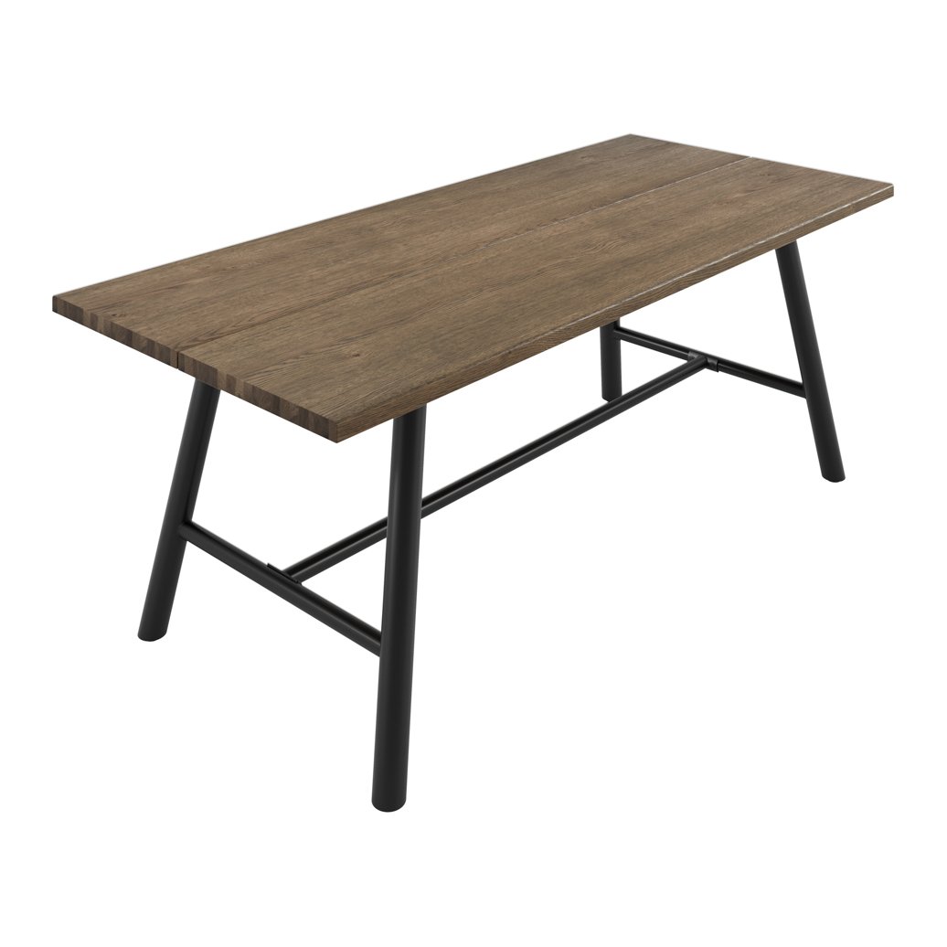 Lewes wood effect dining table with metal frame in Coffee
