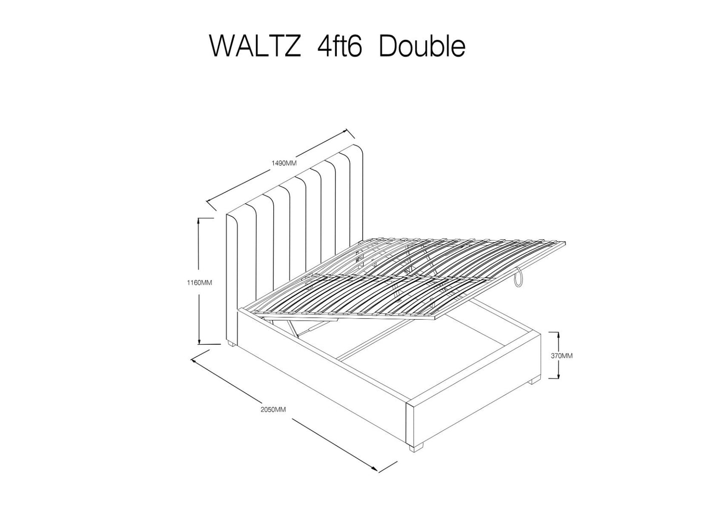 Grey Waltz Fabric Ottoman Bed