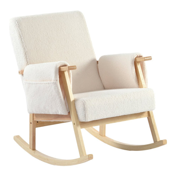 Linnet rocking nursing chair in Off White Teddy