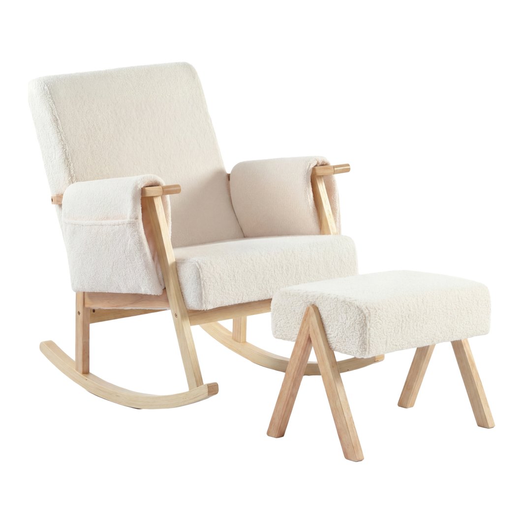 Linnet rocking nursing chair in Off White Teddy