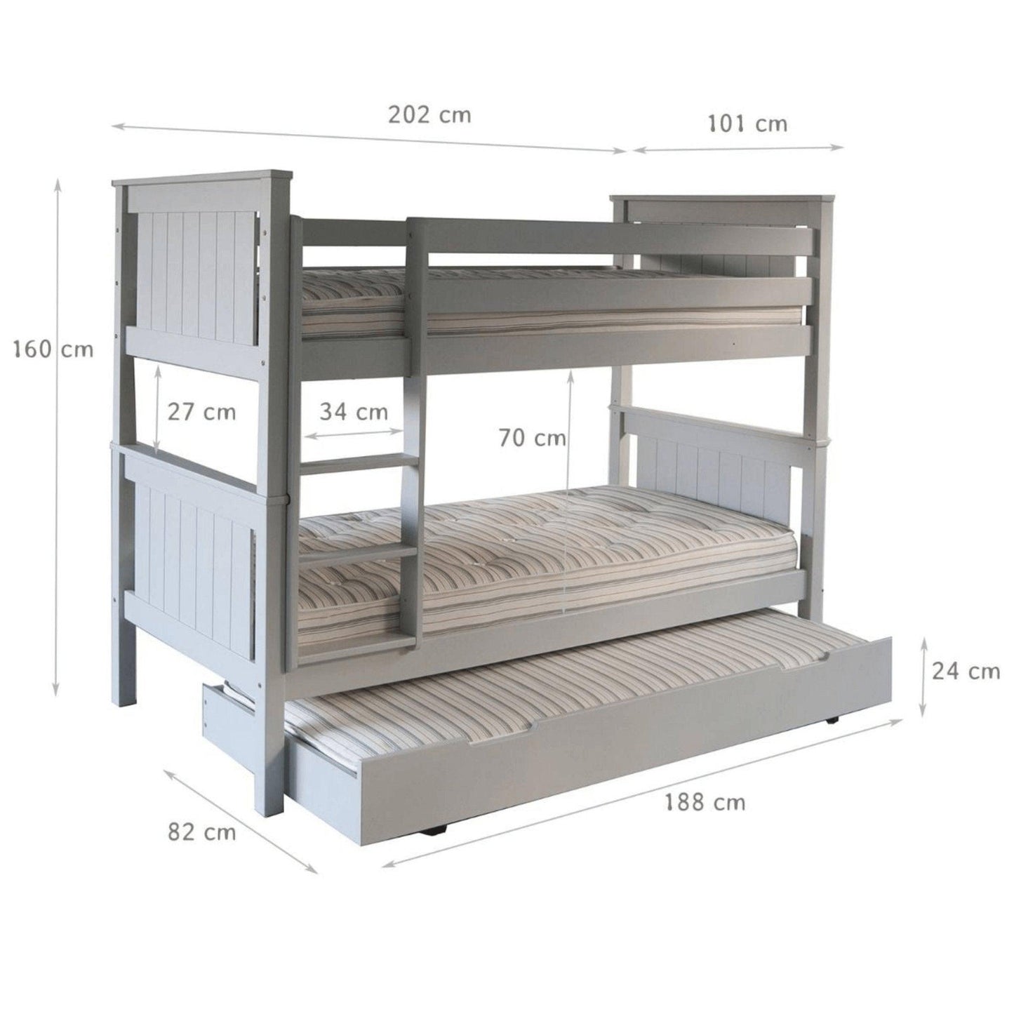 Classic Beech Detachable Bunk Beds with optional Trundle - Millie & Jones