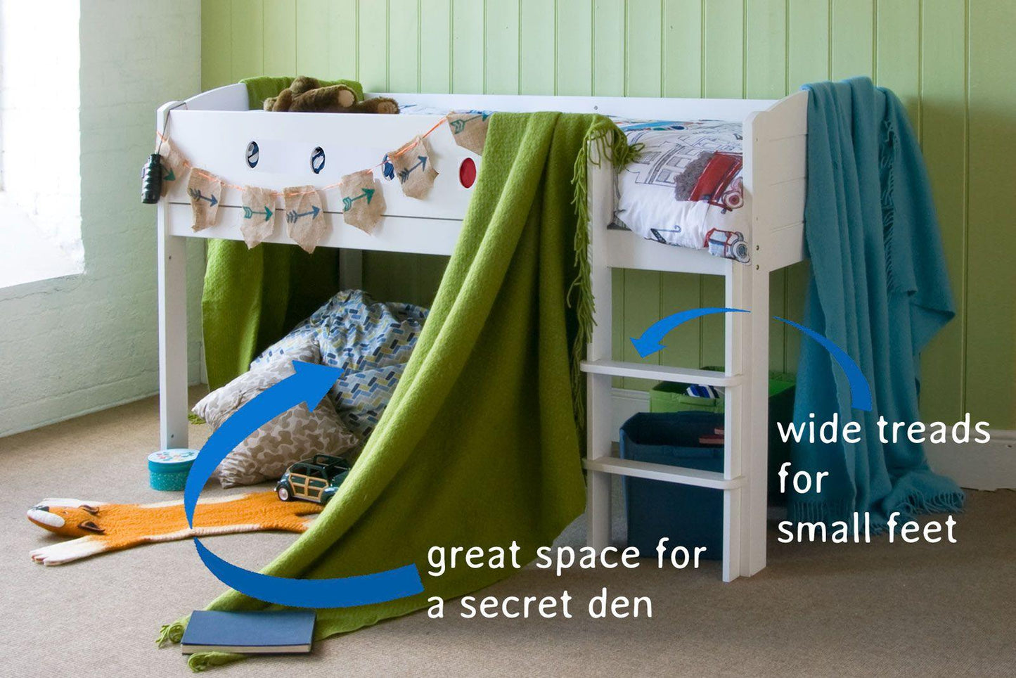 CUBIX Mid Sleeper with Storage Bookcase in Pure White - Millie & Jones
