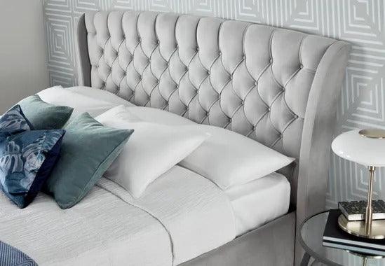 Newton Grey Velvet Storage Bed - Millie & Jones