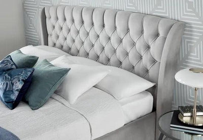 Newton Grey Velvet Storage Bed - Hover