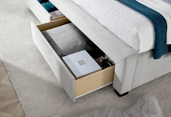 Newton Grey Velvet Storage Bed - Millie & Jones