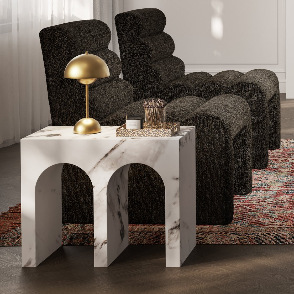 Marazion large marble effect side table