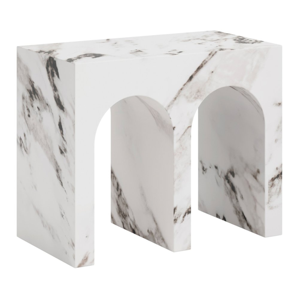 Marazion large marble effect side table in Calacatta
