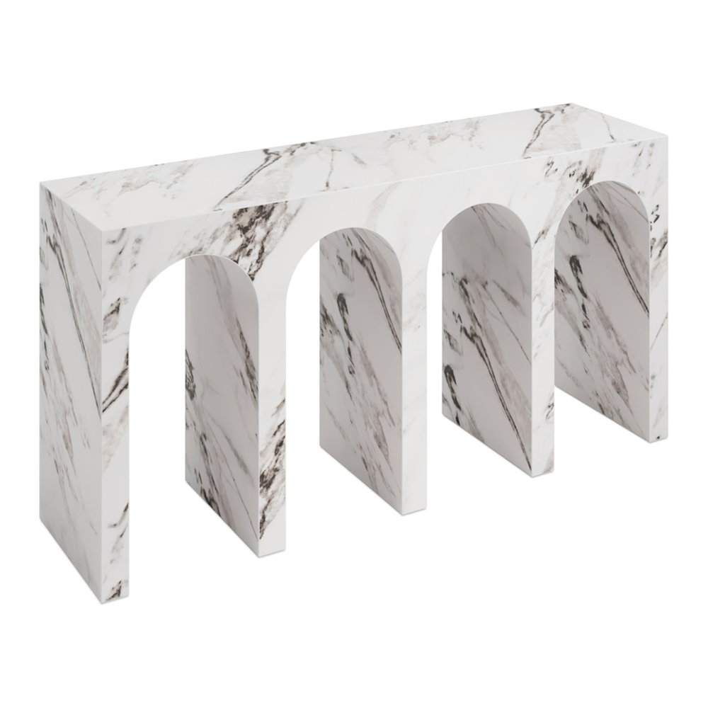 Marazion marble effect console table in Calacatta