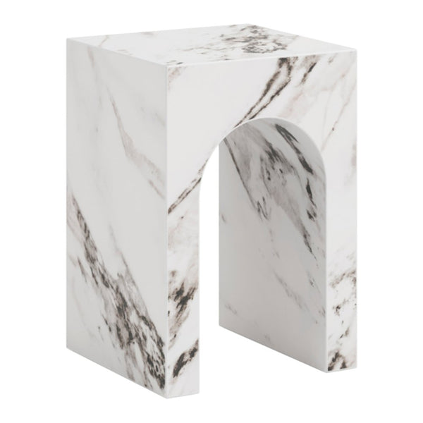 Marazion marble effect side table in Calacatta