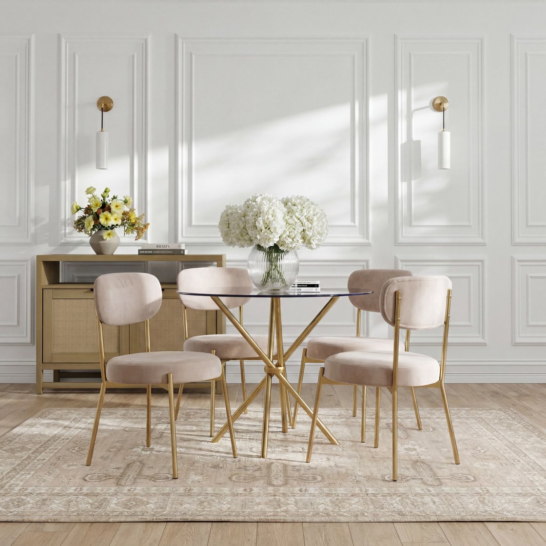 Marlborough upholstered dining chair with metal legs