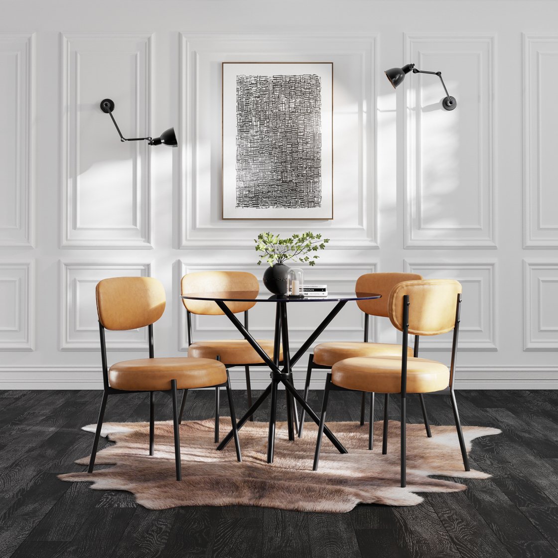 Marlborough upholstered dining chair with metal legs
